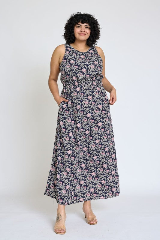 EG fashion Sleeveless Blouson Band Maxi Dress