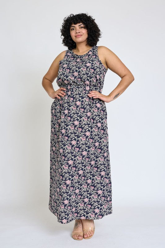 EG fashion Sleeveless Blouson Band Maxi Dress