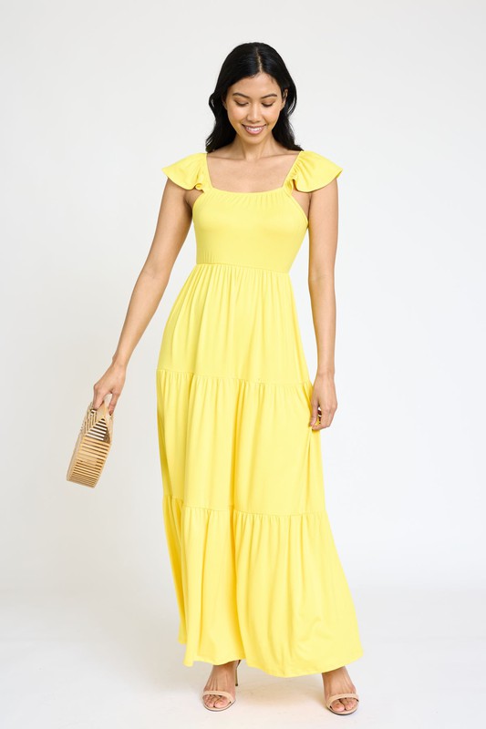 EG fashion Flutter Sleeve Flowy Tiered Sundress