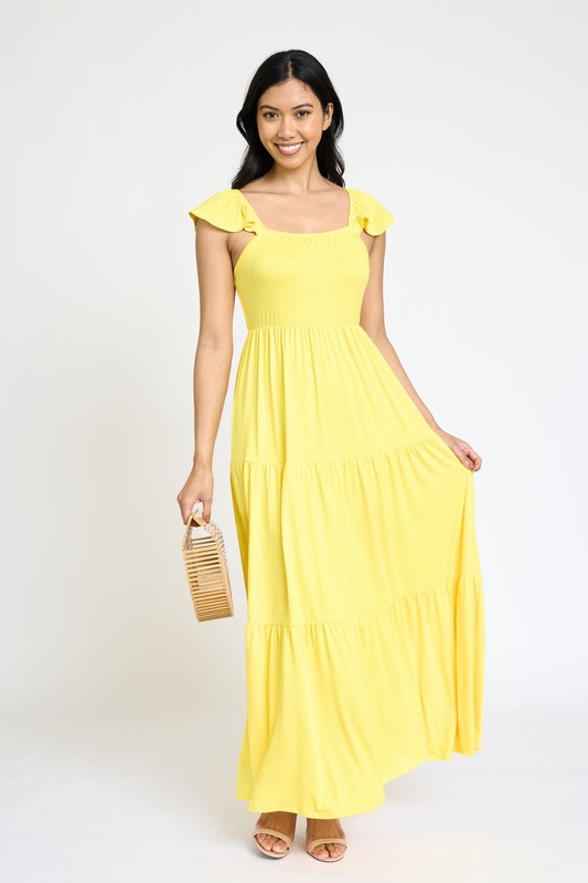 EG fashion Flutter Sleeve Flowy Tiered Sundress