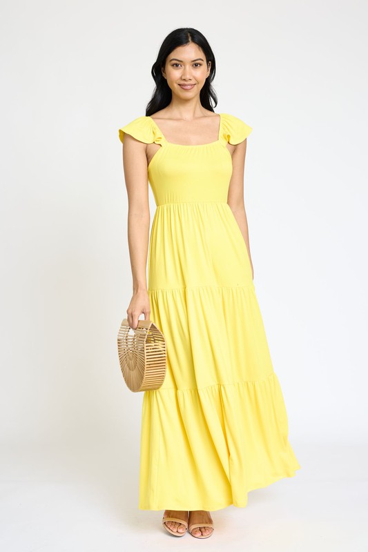EG fashion Flutter Sleeve Flowy Tiered Sundress