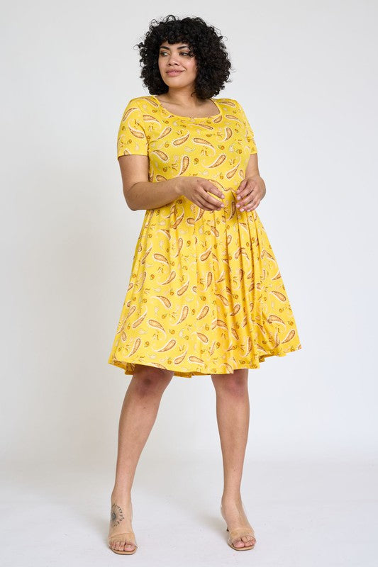 EG fashion Plus Short Sleeve Pleated Midi Dress
