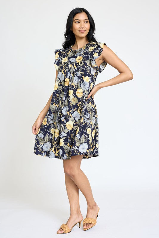 EG fashion Spring Ruffle Hem Shift Dress