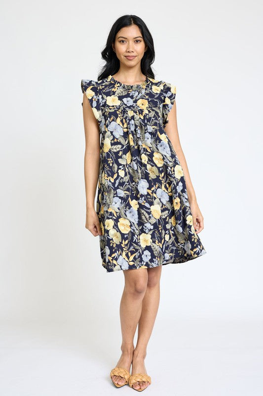EG fashion Spring Ruffle Hem Shift Dress