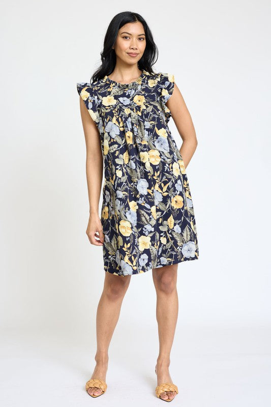EG fashion Spring Ruffle Hem Shift Dress