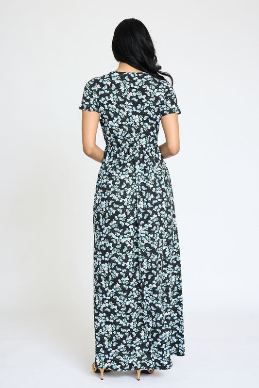 EG fashion Plus Spring Pattern Surplice Maxi Dress