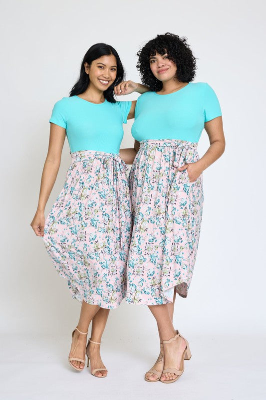 EG fashion Short Sleeve Floral Midi Dress