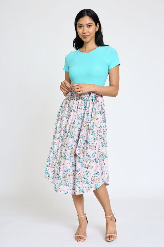EG fashion Short Sleeve Floral Midi Dress