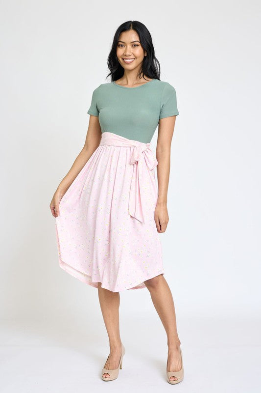 EG fashion Short Sleeve Floral Midi Dress