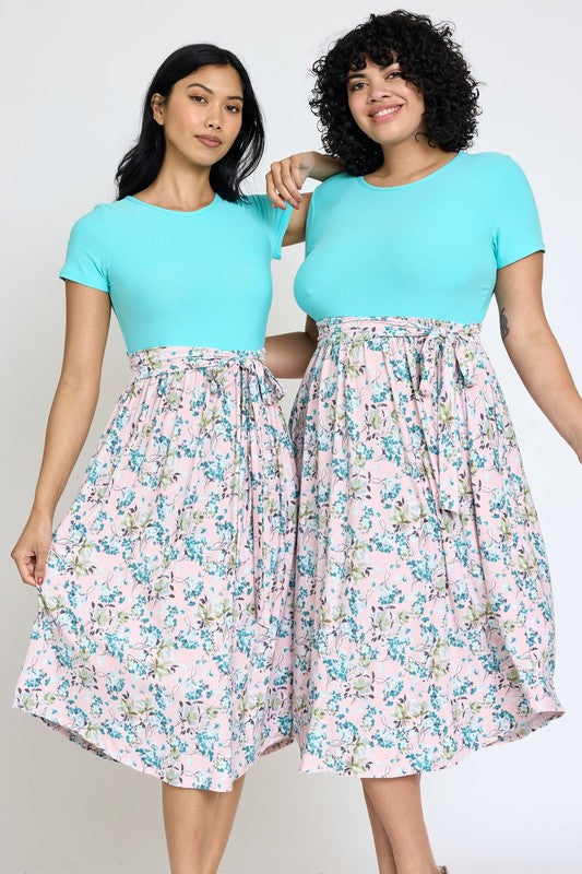 EG fashion Plus Short Sleeve Floral Midi Dress
