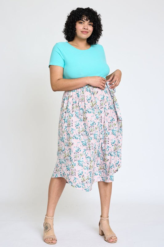 EG fashion Plus Short Sleeve Floral Midi Dress