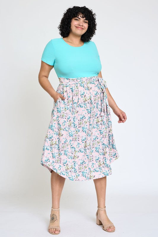 EG fashion Plus Short Sleeve Floral Midi Dress