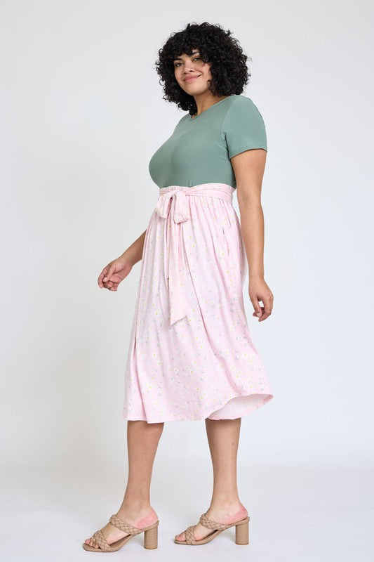 EG fashion Plus Short Sleeve Floral Midi Dress