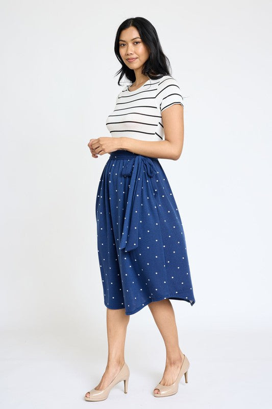 EG fashion Short Sleeve Sash Midi Dress