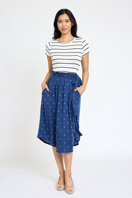 EG fashion Short Sleeve Sash Midi Dress