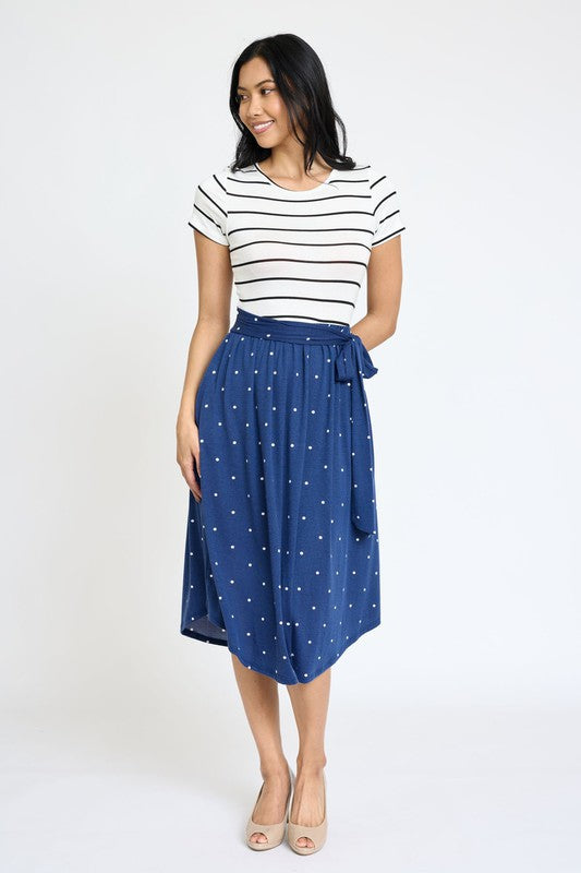 EG fashion Short Sleeve Sash Midi Dress