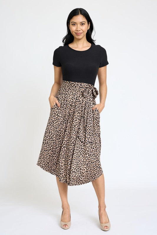 EG fashion Short Sleeve Sash Midi Dress