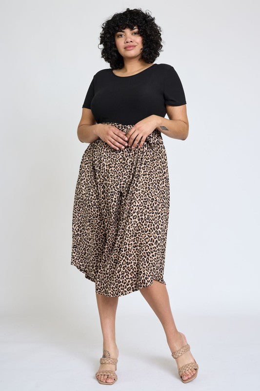 EG fashion Plus Short Sleeve Sash Midi Dress