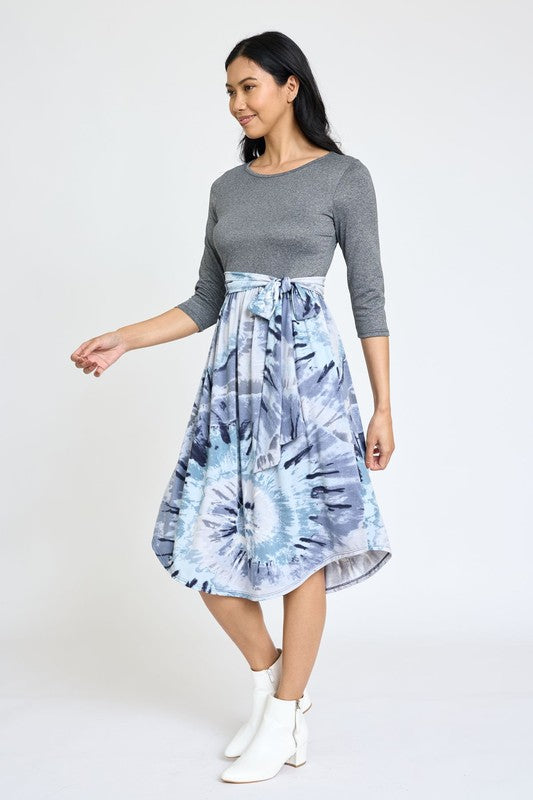 EG fashion Swirl Tie Dye Sash Dress