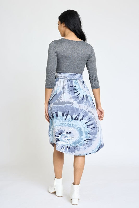 EG fashion Swirl Tie Dye Sash Dress