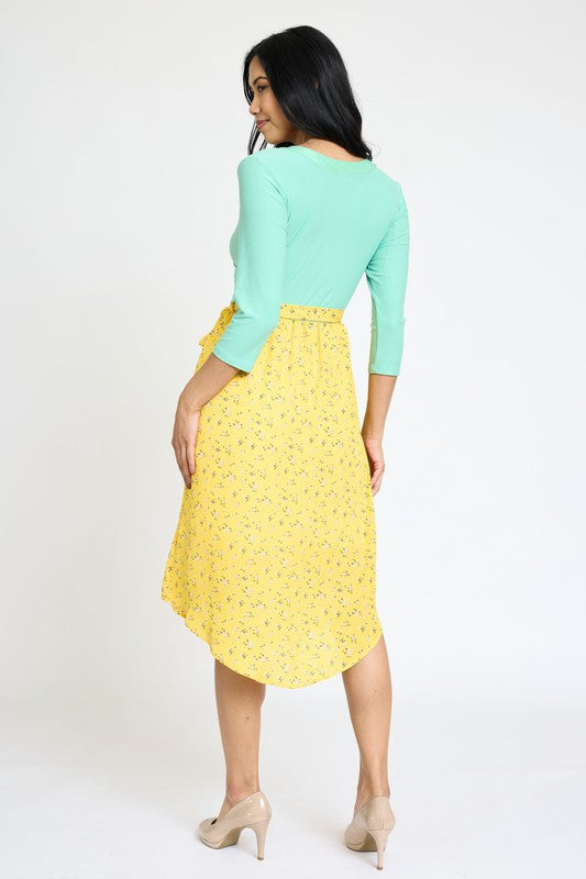 EG fashion Spring Quarter Sleeve Sash Dress