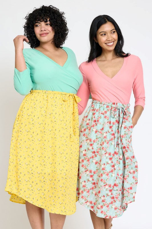 EG fashion Spring Quarter Sleeve Sash Dress