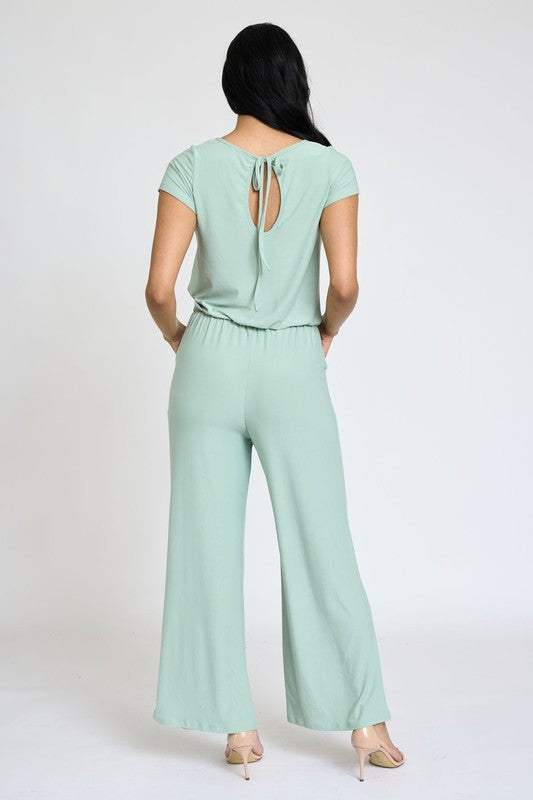 EG fashion Spring Short Sleeve Jumpsuit W/Pocket