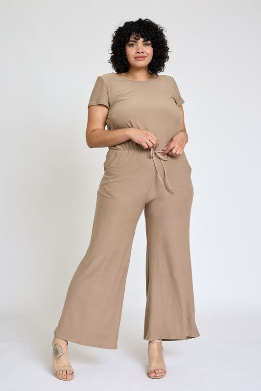 EG fashion Spring Short Sleeve Jumpsuit W/Pocket