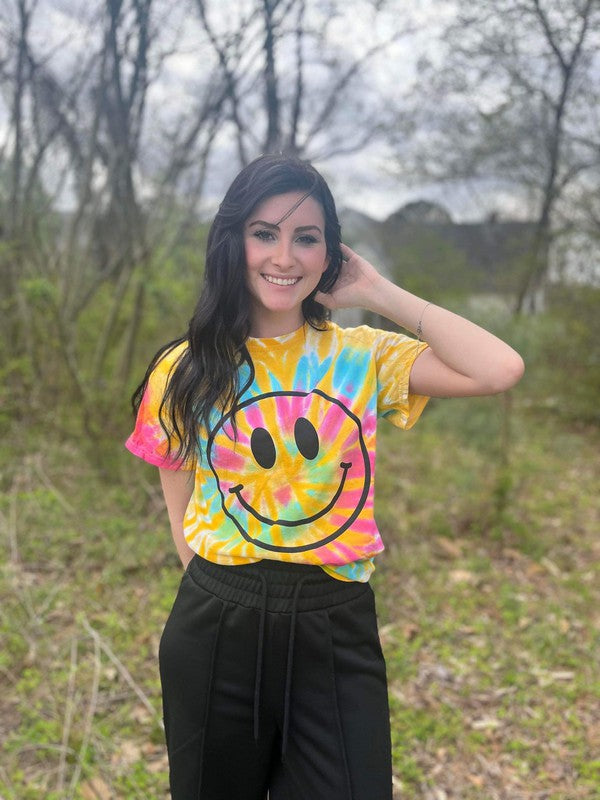 Ask Apparel Rainbow Smiley Tie Dye