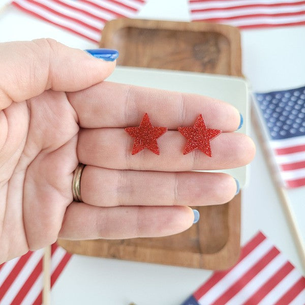 Spiffy & Splendid Liberty Star Studs - Red