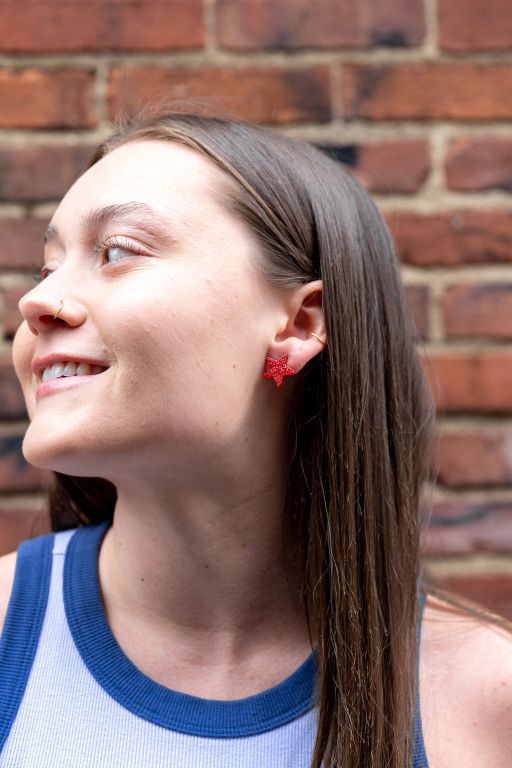 Spiffy & Splendid Liberty Star Studs - Red