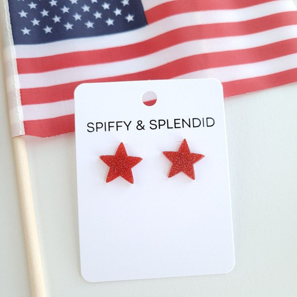 Spiffy & Splendid Liberty Star Studs - Red