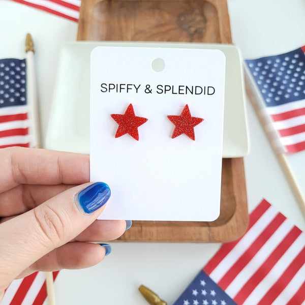 Spiffy & Splendid Liberty Star Studs - Red