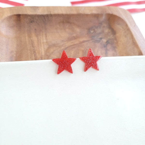Spiffy & Splendid Liberty Star Studs - Red