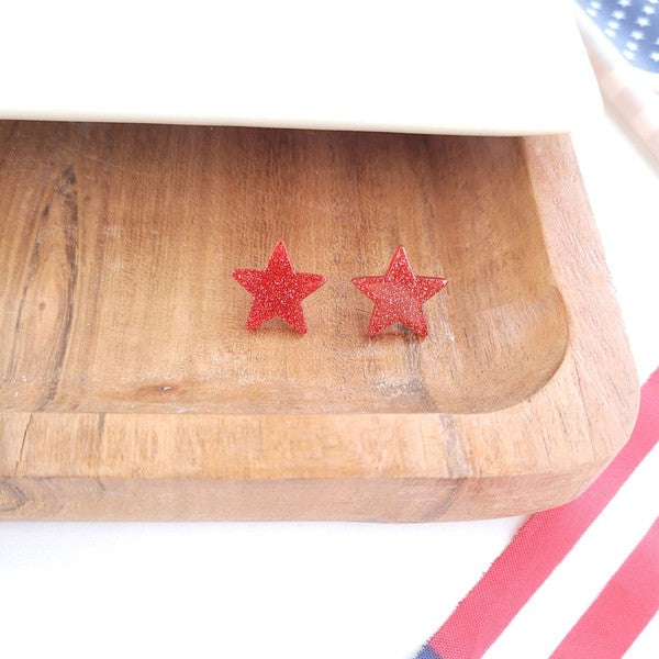 Spiffy & Splendid Liberty Star Studs - Red