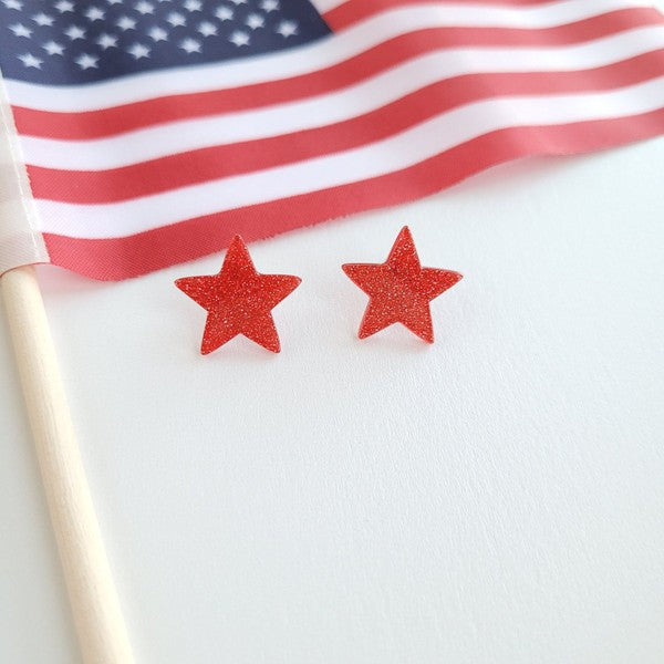 Spiffy & Splendid Liberty Star Studs - Red