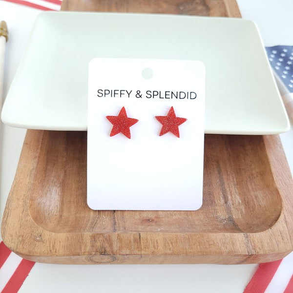 Spiffy & Splendid Liberty Star Studs - Red