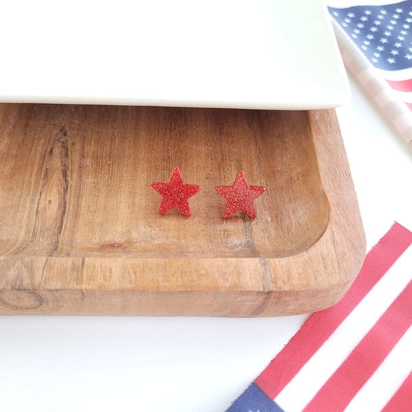 Spiffy & Splendid Liberty Star Studs - Red