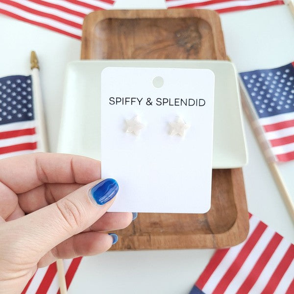 Spiffy & Splendid Star Studs - Pearly White