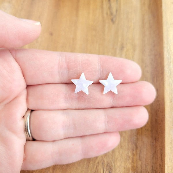 Spiffy & Splendid Star Studs - Pearly White