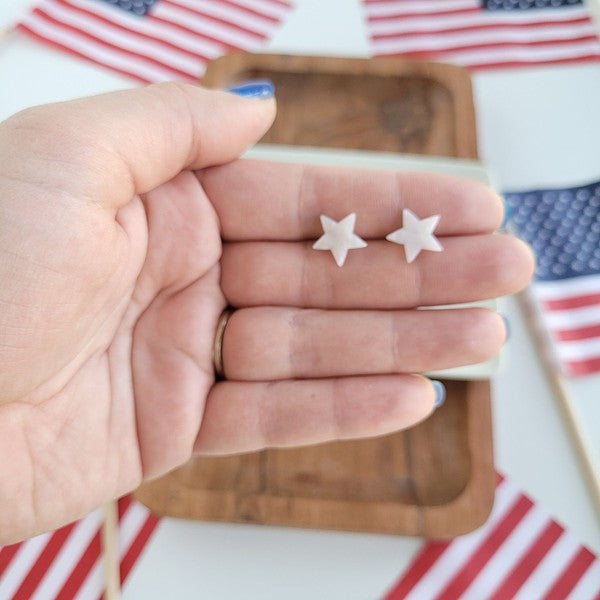 Spiffy & Splendid Star Studs - Pearly White
