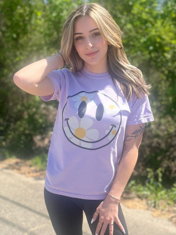 Ask Apparel Orchid Smiley Daisy Tee
