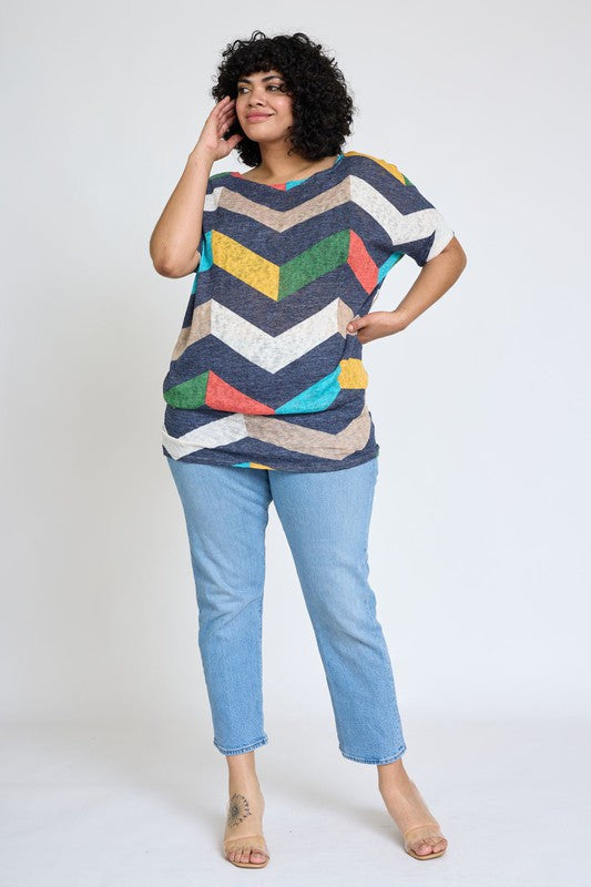 EG fashion Plus Chevron Dolman Top
