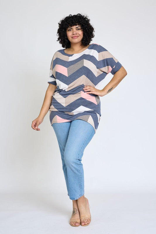 EG fashion Plus Chevron Dolman Top