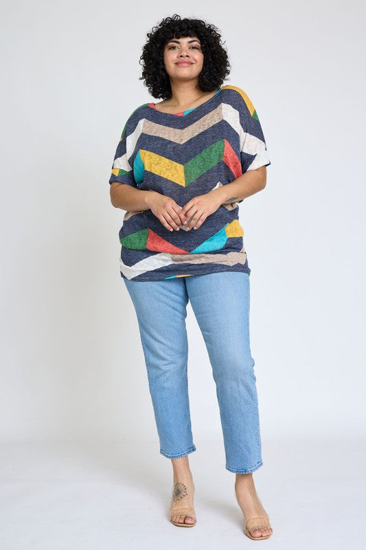 EG fashion Plus Chevron Dolman Top