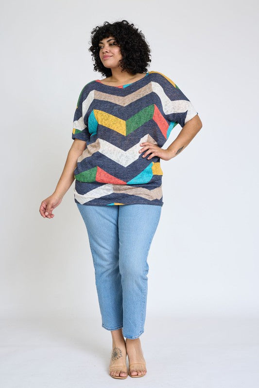 EG fashion Plus Chevron Dolman Top