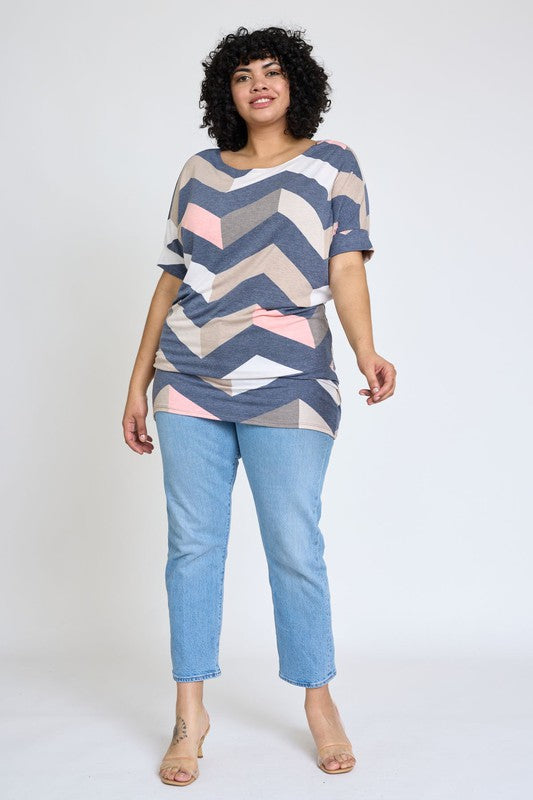 EG fashion Plus Chevron Dolman Top