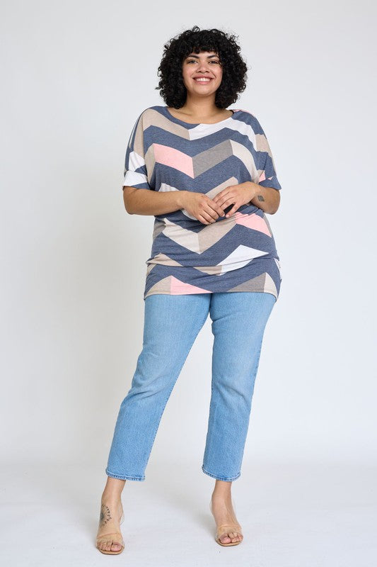 EG fashion Plus Chevron Dolman Top