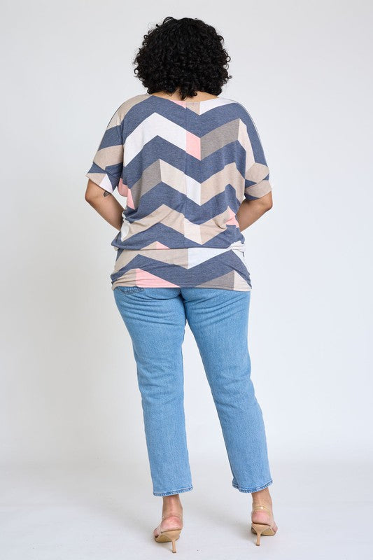 EG fashion Plus Chevron Dolman Top