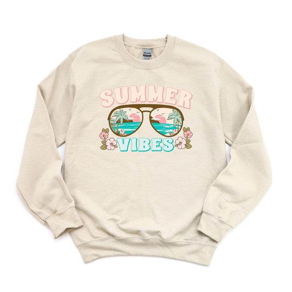 Olive and Ivory Summer Vibes Beach Graphic Sweatshirt